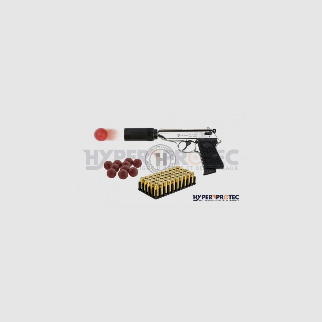 Pack Verteidigung Alarmpistole Bruni New Police verchromt, Bild 1 von 2