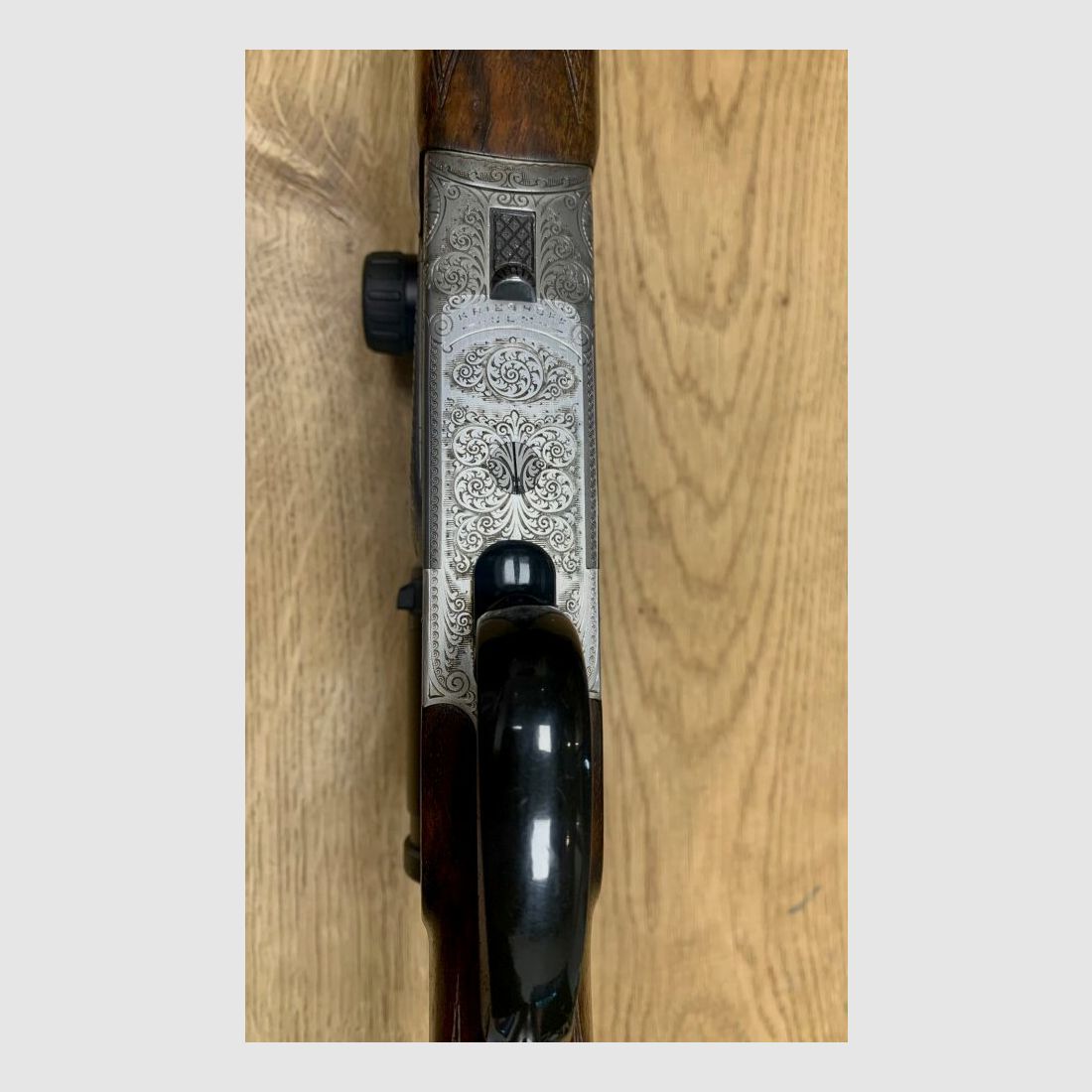 Krieghoff mit Leica Magnus Seitenschloss Doppelbüchse Primus (?)