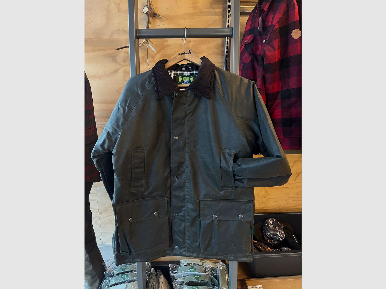 Hunter Outdoor Horseman wattierte Wachsjacke – Olive