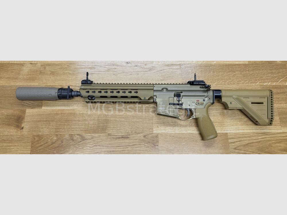 B&T AG Print X RBS I Compact QDN 223 FDE - flow through silencer for muzzle flash suppressor with NATO interface / for Rotex V or X interface