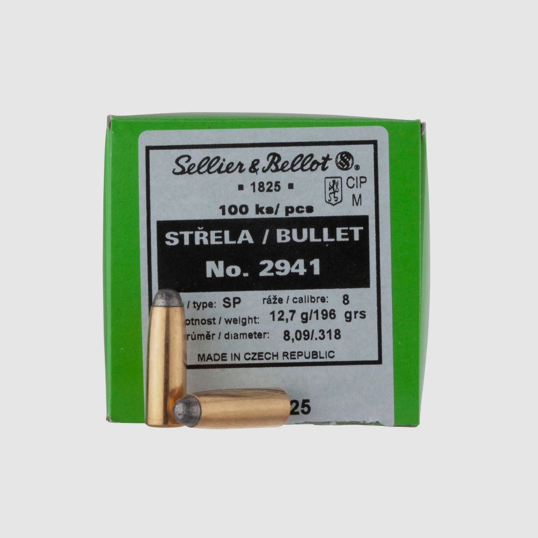 Sellier & Bellot Balas 8mm J / .318 (8x57 I / 8x57 IR) SP 196GR 100 piezas