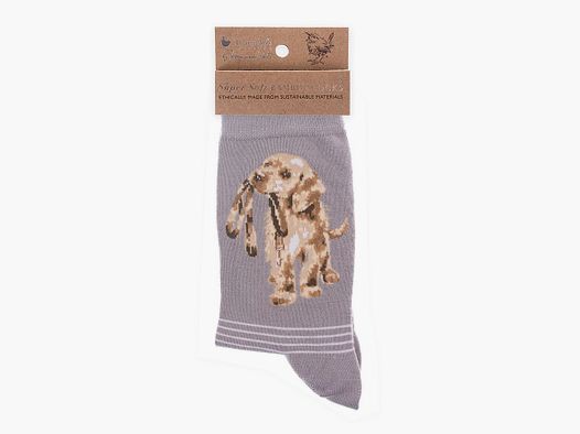 Wrendale Socken "Hopeful" mit Hund grau