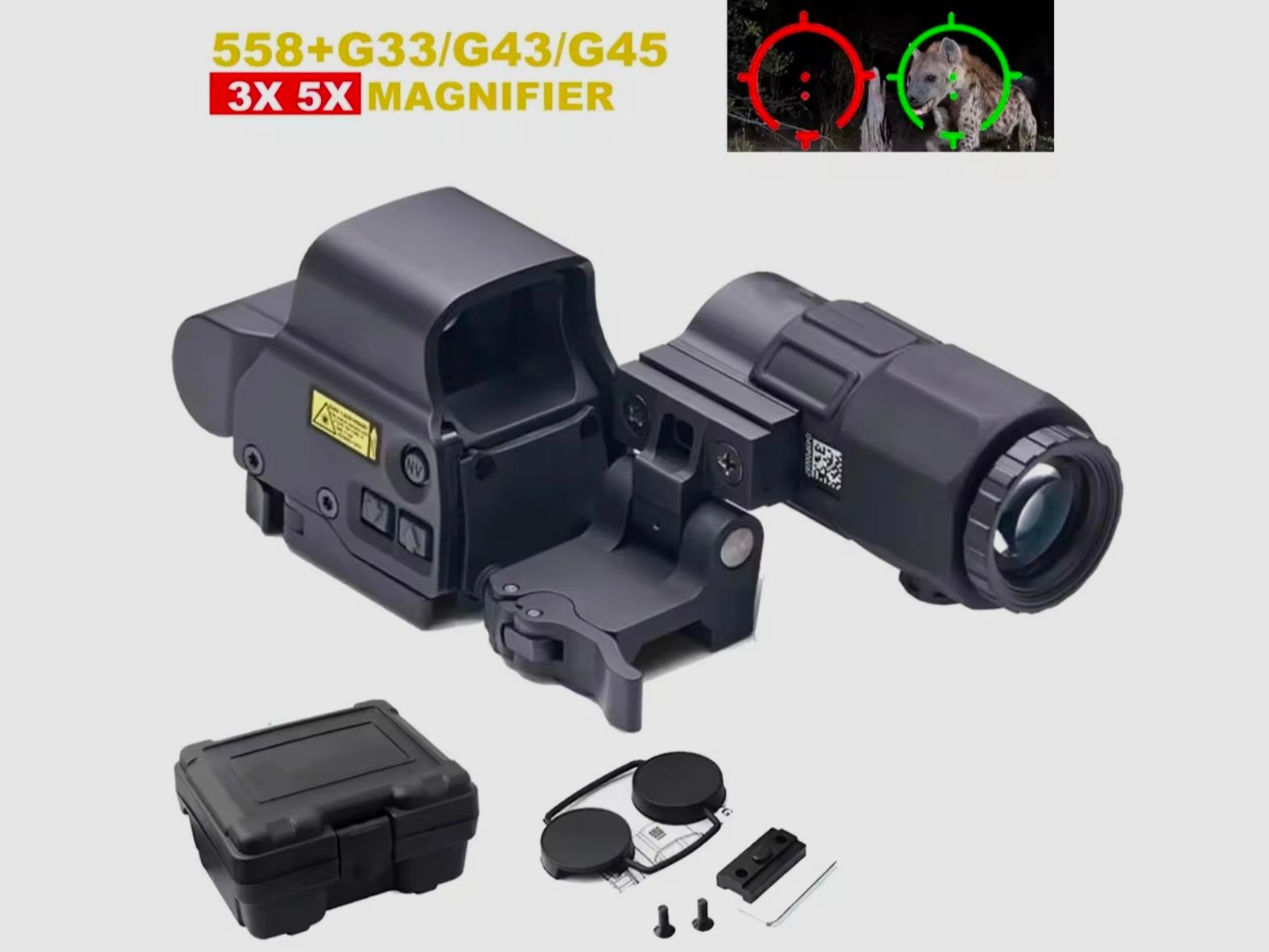 Red dot sight with foldable magnifying glass