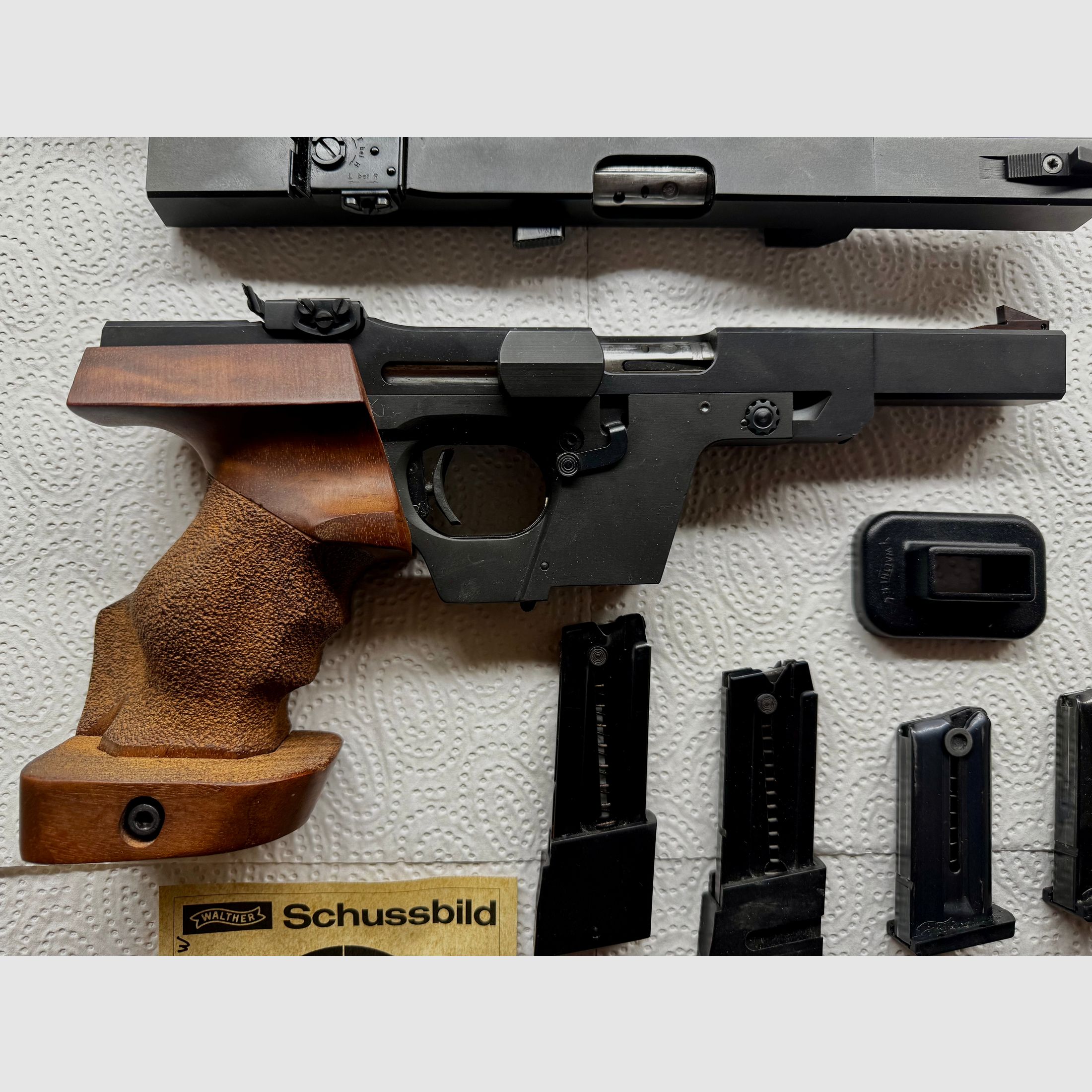 Walther GSP sportpistool, .22 LR + .32 S&W Long WC wisselsysteem