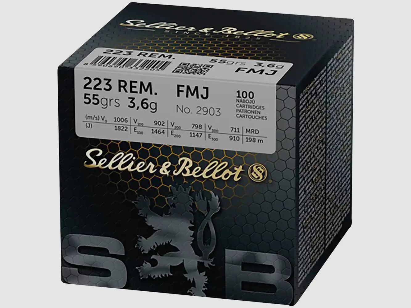 S&B Büchsenpatrone Kal. .223 Vollmantel 55grs. 3,6g