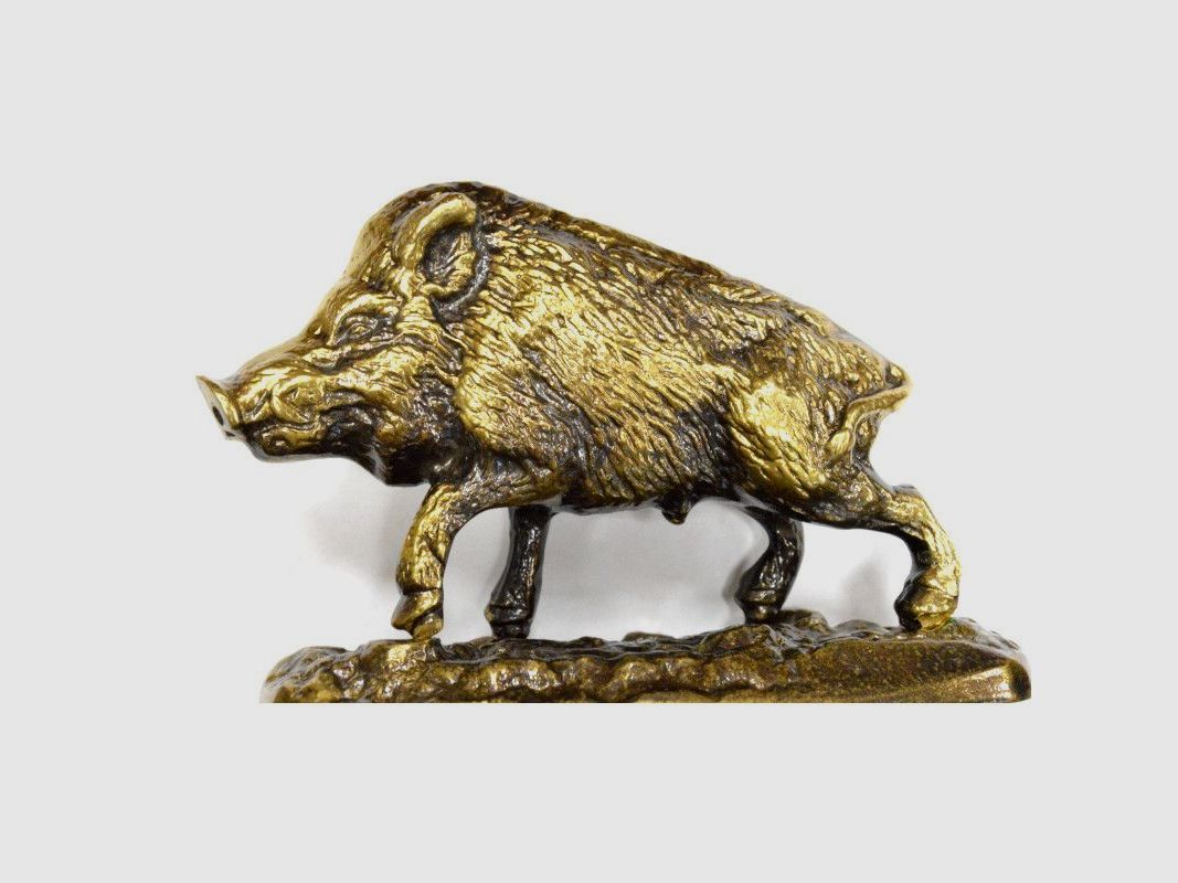 Figura de latón de jabalí