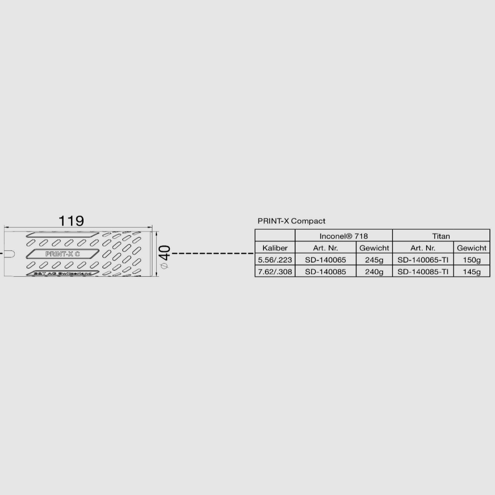 B&T Schalldämpfer PRINT-X Compact Kal. < 5.7 mm