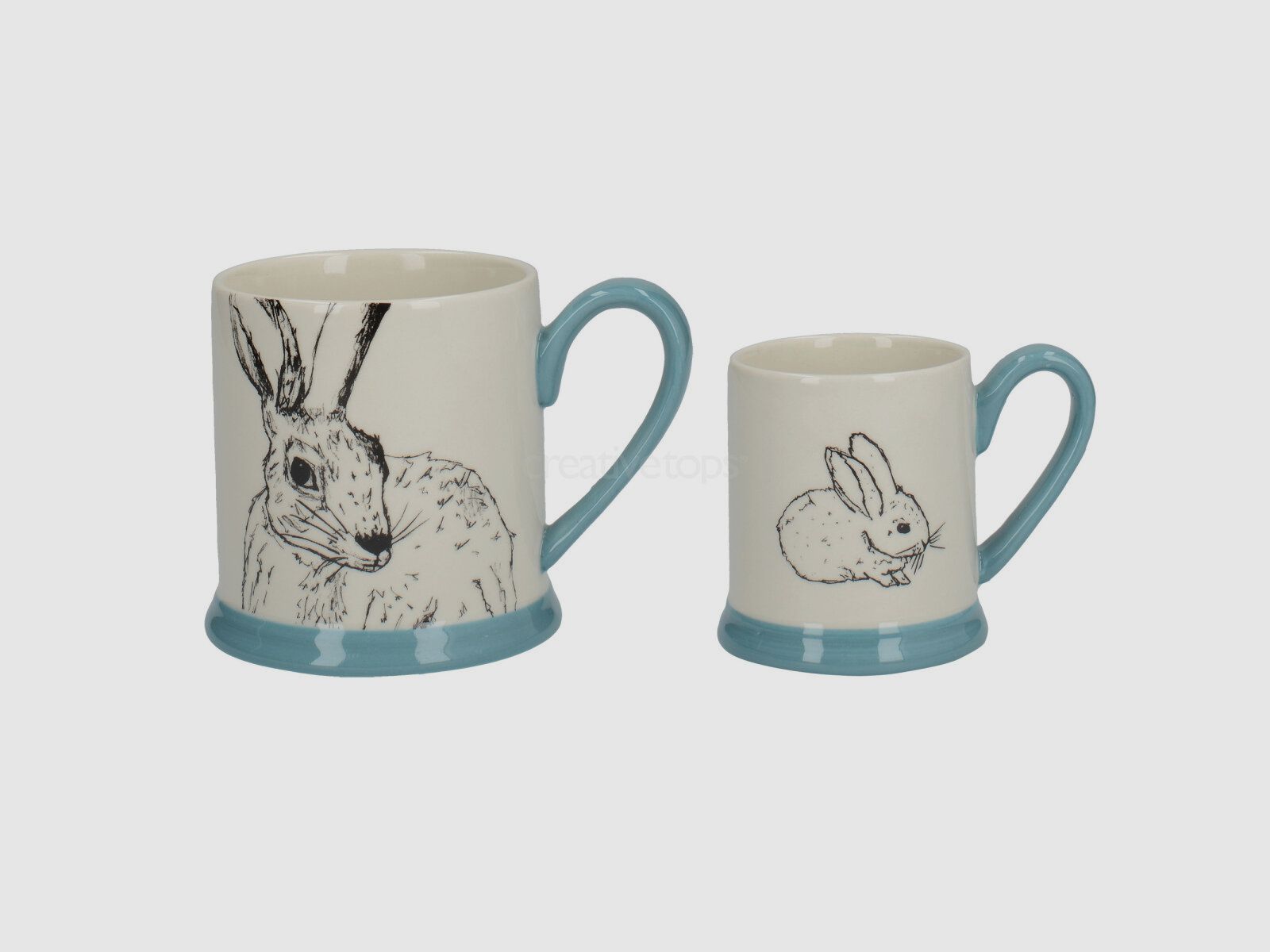 Lovergreen Kunst des Tisches Motiv Set mit Hase- und Häschen-Becher