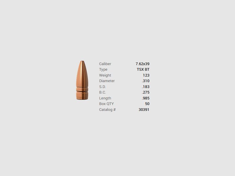 Barnes Geschoss 7,62x39/.310 123GR TSX BT 50 Stück