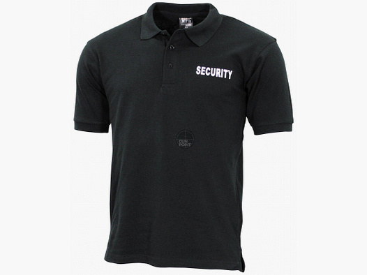Polo shirt, black, Security, printed - Size: XL