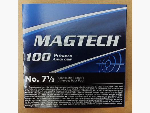 100 stk Magtech 7 ½ SMALL RIFLE SR Zündhütchen