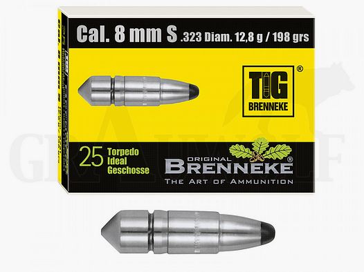 .323 / 8 mm 198 gr / 12,8 g Brenneke TIG Geschosse 25 Stück