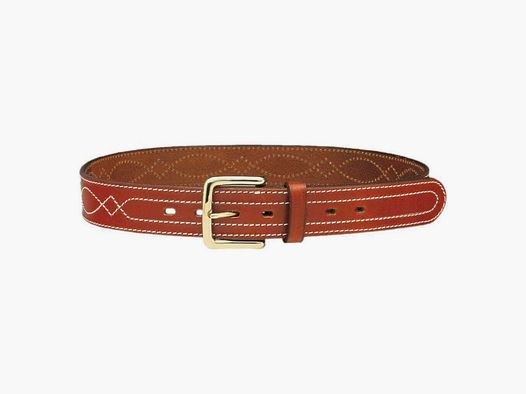 Vega Holster Leather Belt with Central Stitching and Solid Brass Buckle – H 4 CM – Talla XL