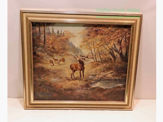 Helmut Riemann Red Deer with Wild Boar during the Rut