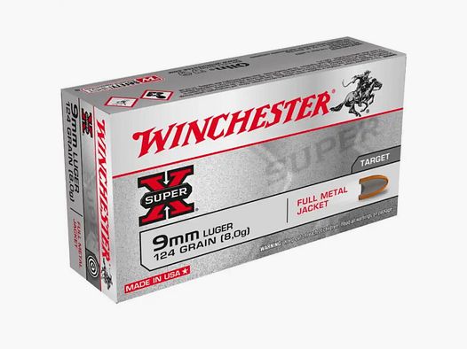 Winchester full metal jacket 8.0g/124grs. 9 mm Luger