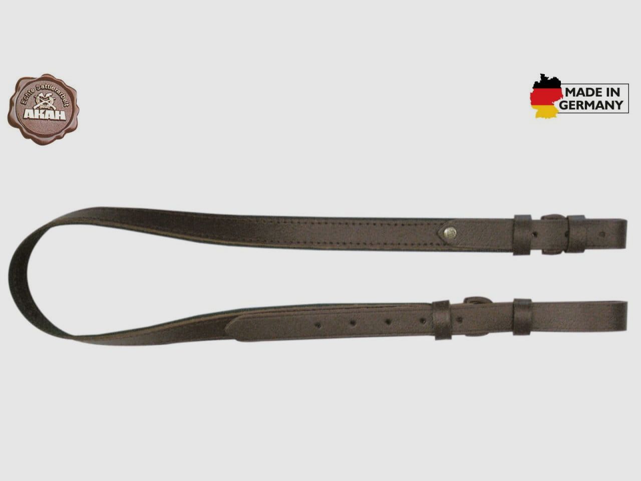 Correa de rifle AKAH remachada de cuero de vaca