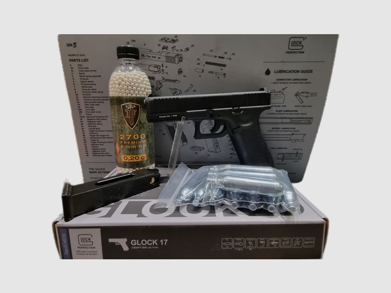 SPARSET GLOCK 17 Gen 5 6 mm AIRSOFT + 12g CO2 + 2700 ELITE FORCE 0,2g BB