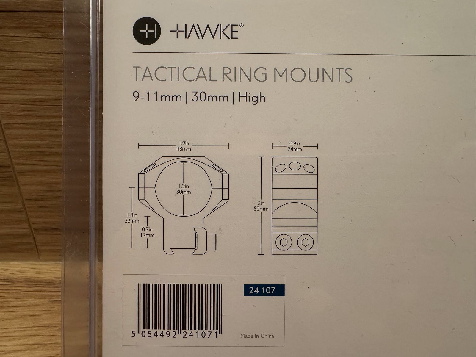 HAWKE Tactical scope mount for 9-11 mm prism rail 30 mm central tube - High version