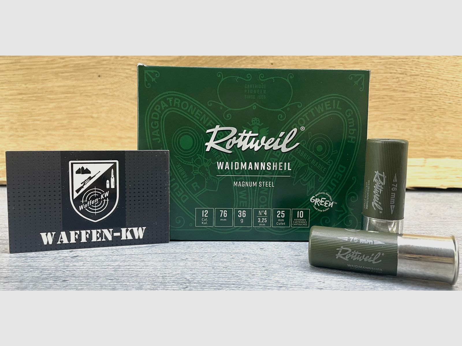 Rottweil 2431734 Schrotpatronen Waidmannsheil Magnum Steel 12/76 36g 3,25mm 10St