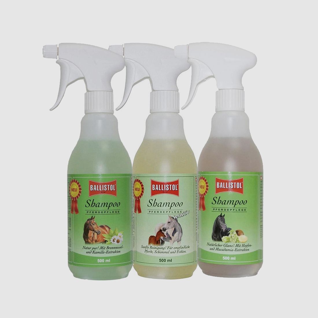 Display Shampoo Pferde Sortiment von Ballistol – 6 Stk. 500 ml