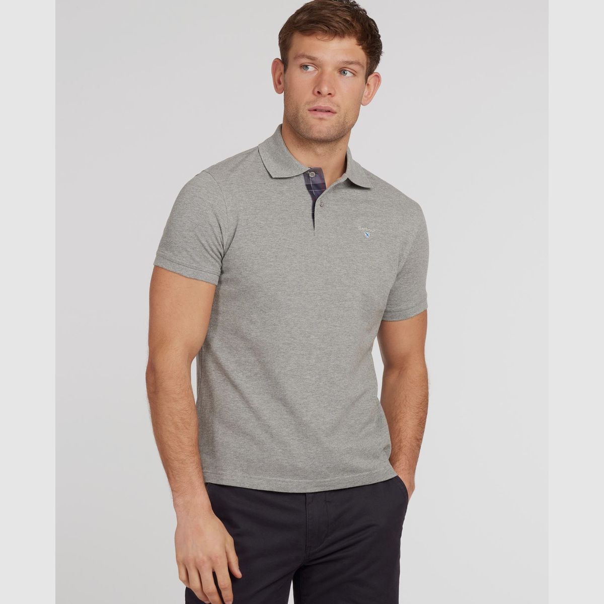 BARBOUR Poloshirt Tartan Pique Grey Marl