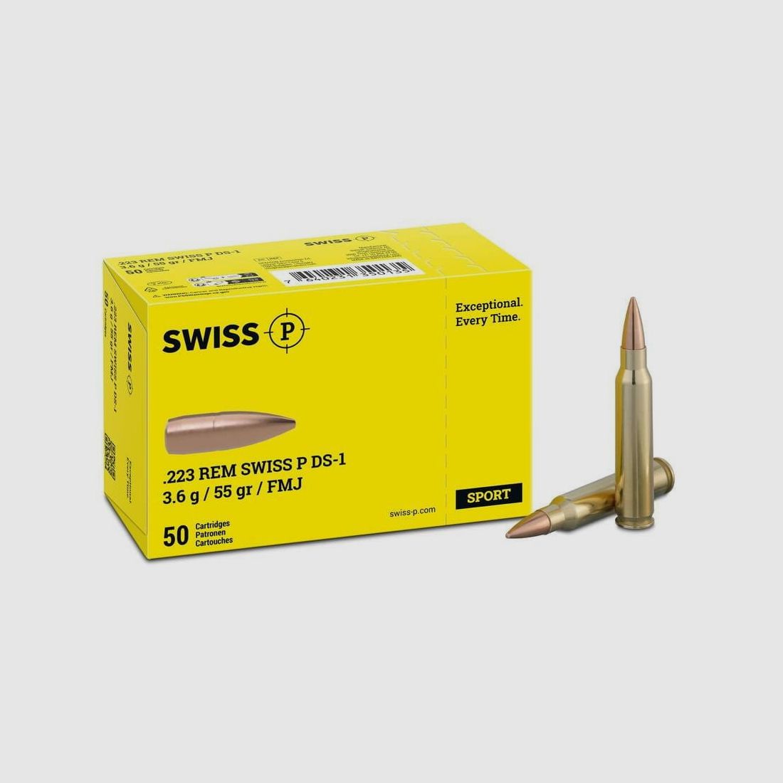 Swiss P .223 Rem. Vollmantel DS-1 55 gr. - 50 Stk.