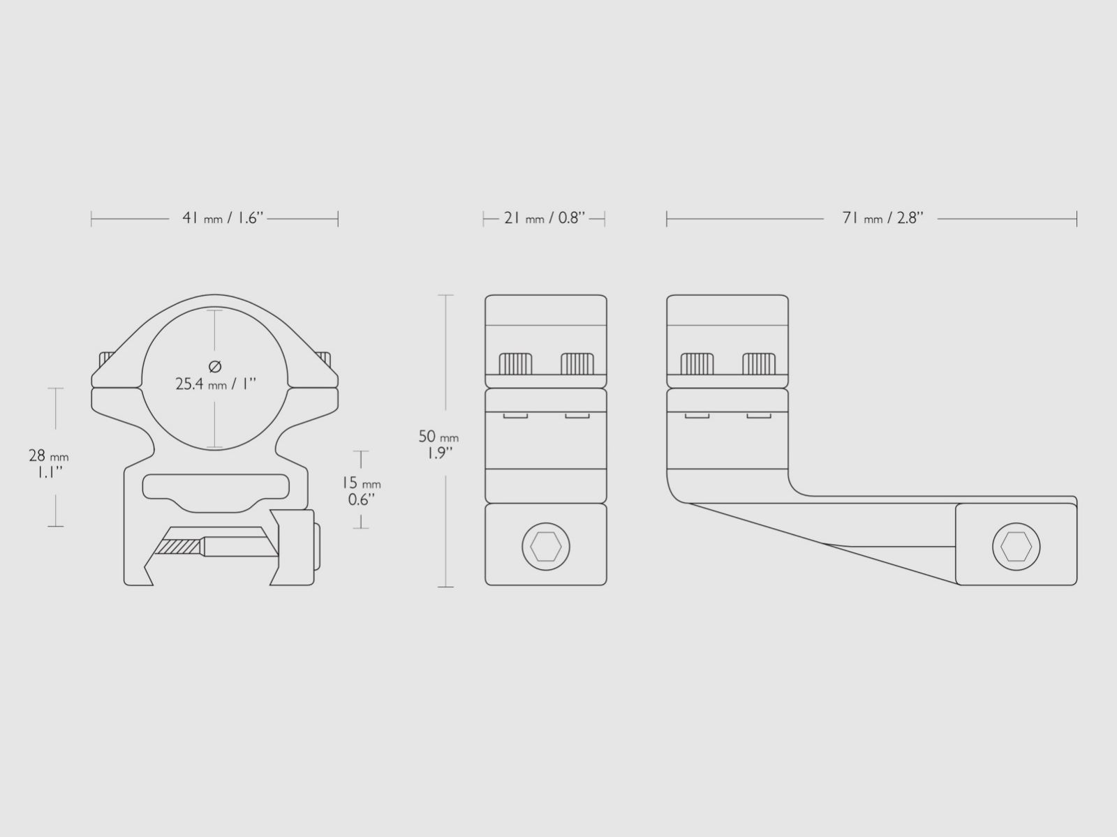HAWKE 22125 ring mount 25.4 mm Weaver high 2 inch offset size