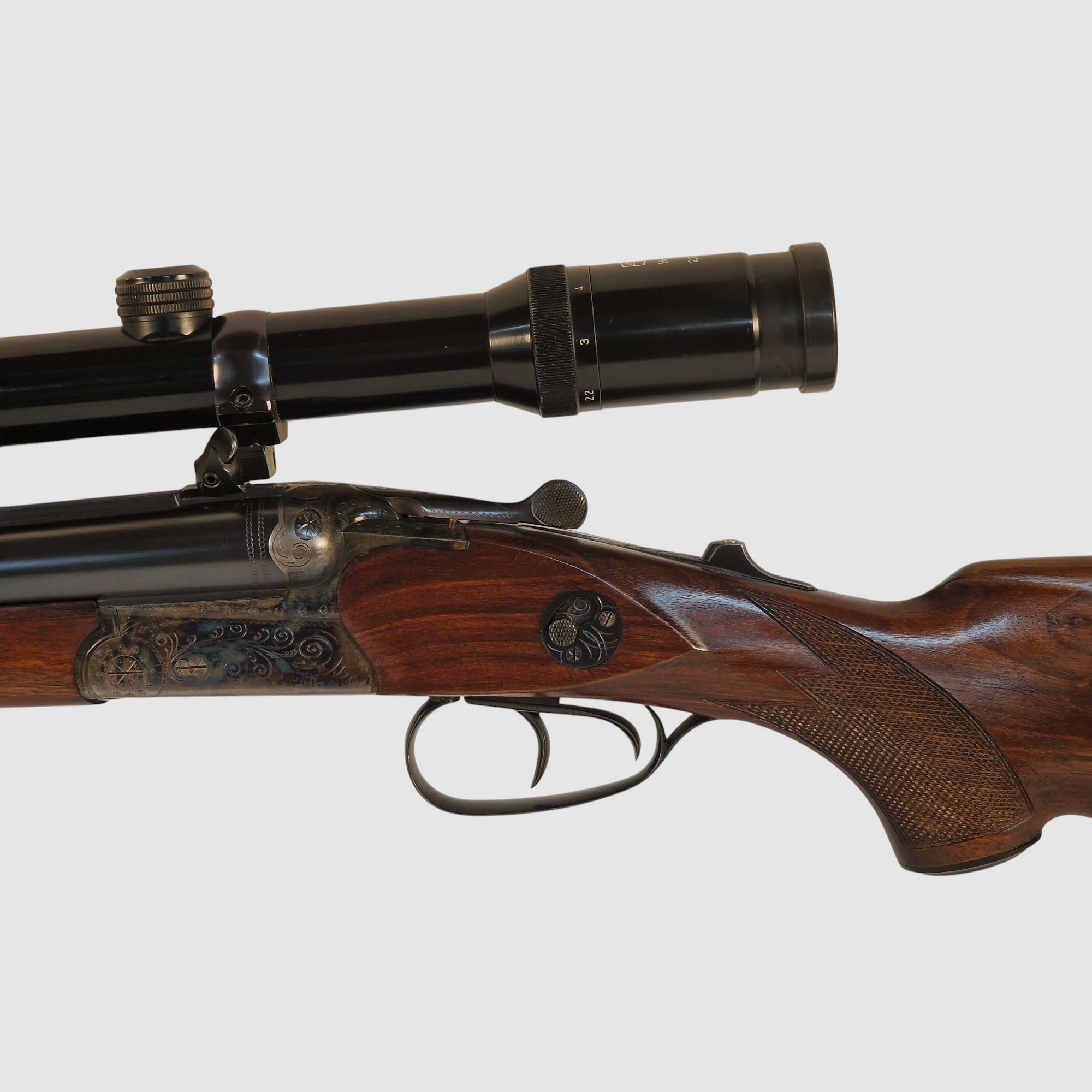 Suhler drilling hardened in caliber .30-06 16/70 22 WinMag with Kahles 2.2-9x42