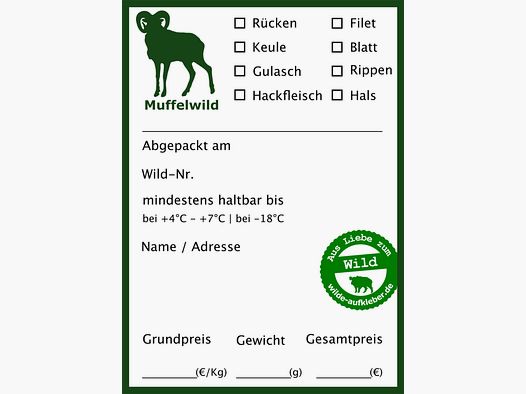 Wildbret-Gefrieretiketten Wilde Aufkleber