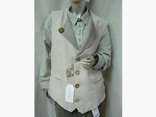 Chaleco de lino para hombres - con solapa de cuero