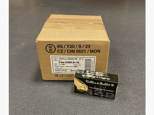 Sellier & Bellot 9mm Para S&B 124 FMJ / Palla Intera - 1000 pezzi