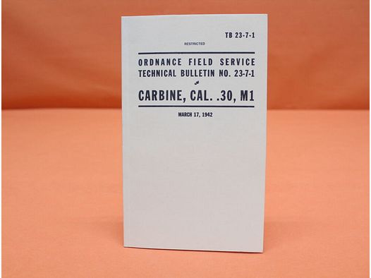 Unbekannt	 Handbuch: US Carbine .30 M 1 (TB 23-7-1)  (Nachdruck/ Reprint)