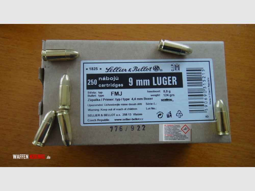 Sellier & Bellot 250 Stück Patronen 9mm Luger - Sellier & Bellot