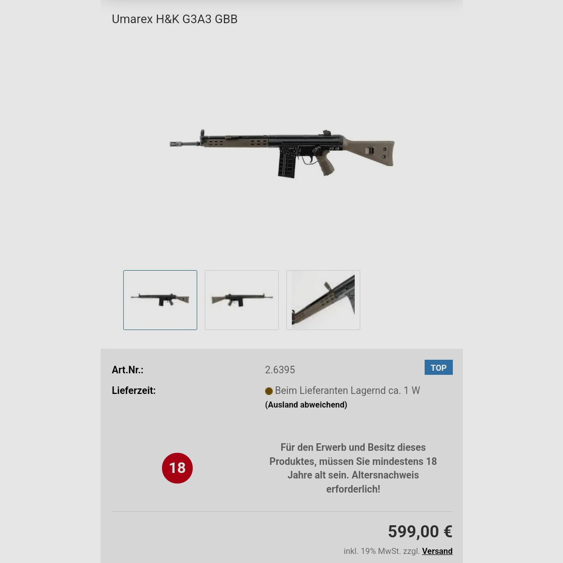 Vfc G3 licence de fabrication Heckler und Koch, comme neuf Airsoft. 500 €