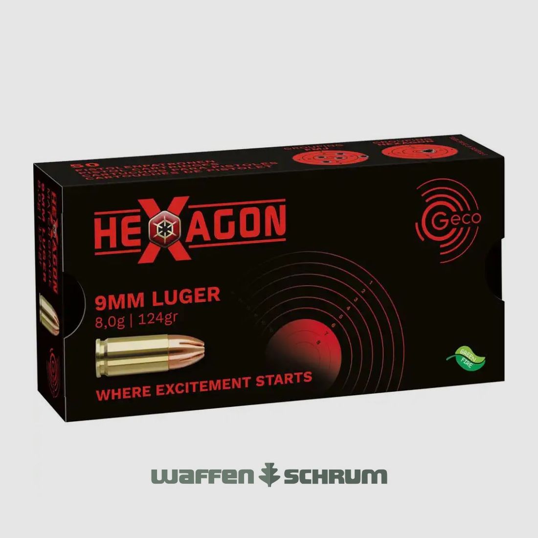 Geco 9mmLuger Hexagon SX 8,0g - 124gr