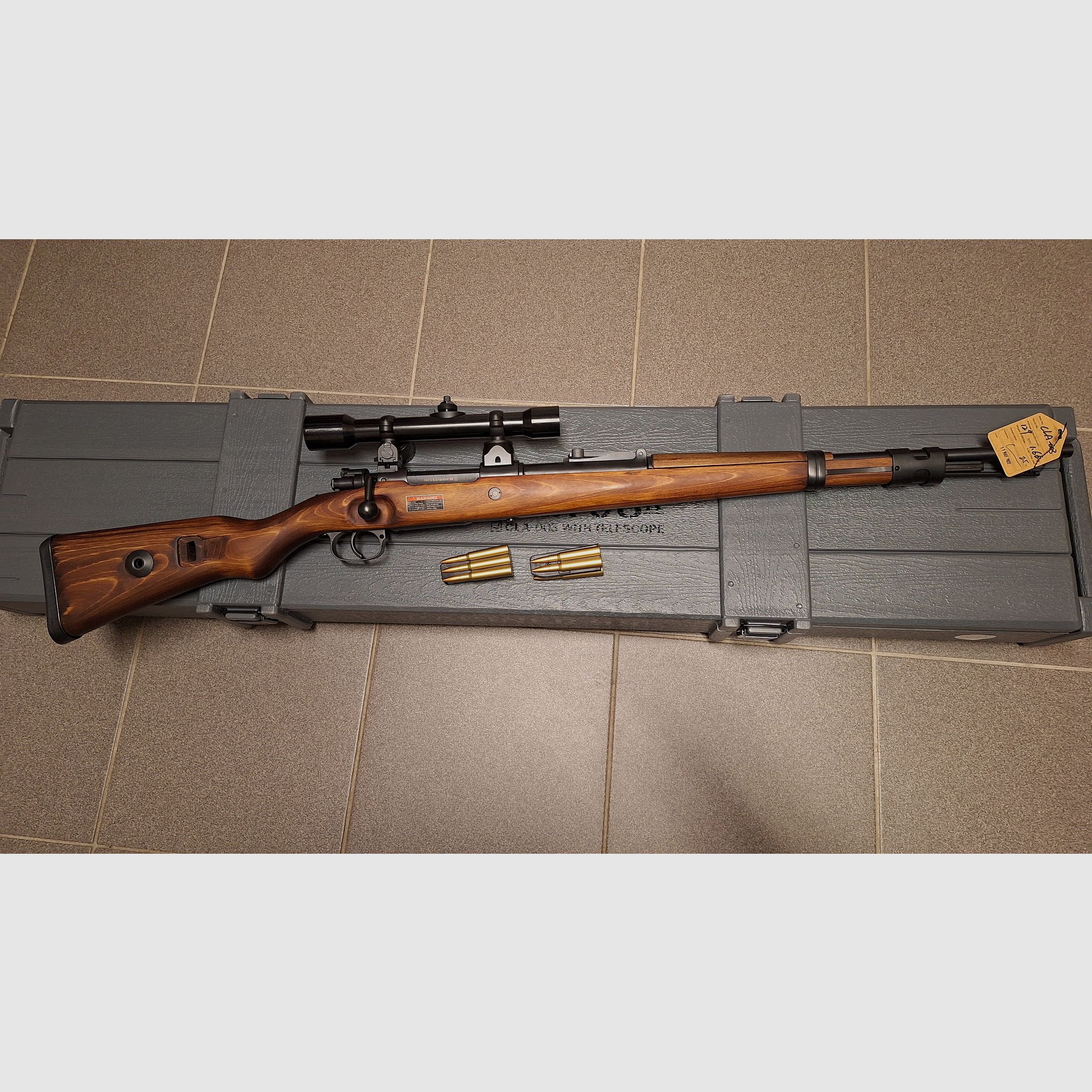 Ares Mauser Karabiner 98K acero rifle de cerrojo con ZF39 6mm BB madera real + caja de armas - ¡NUEVO!