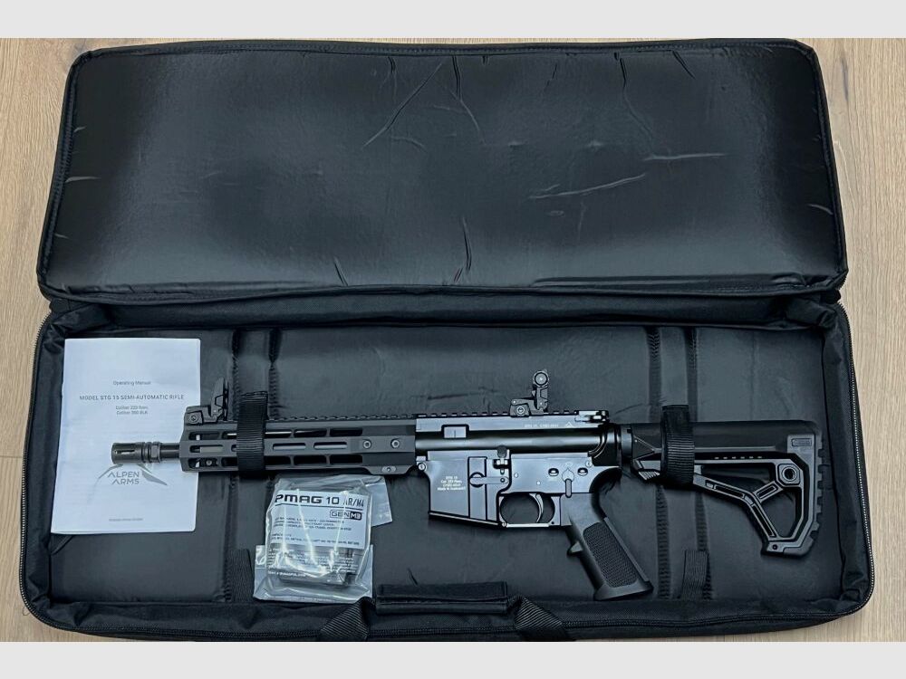 ALPEN ARMS STG15C, cal. .223 Rem, AR15-style, 10.5" barrel semi-automatic rifle in AR15 style with short 10.5" barrel incl. ZF Firefield Rapidstrike 1-6x24