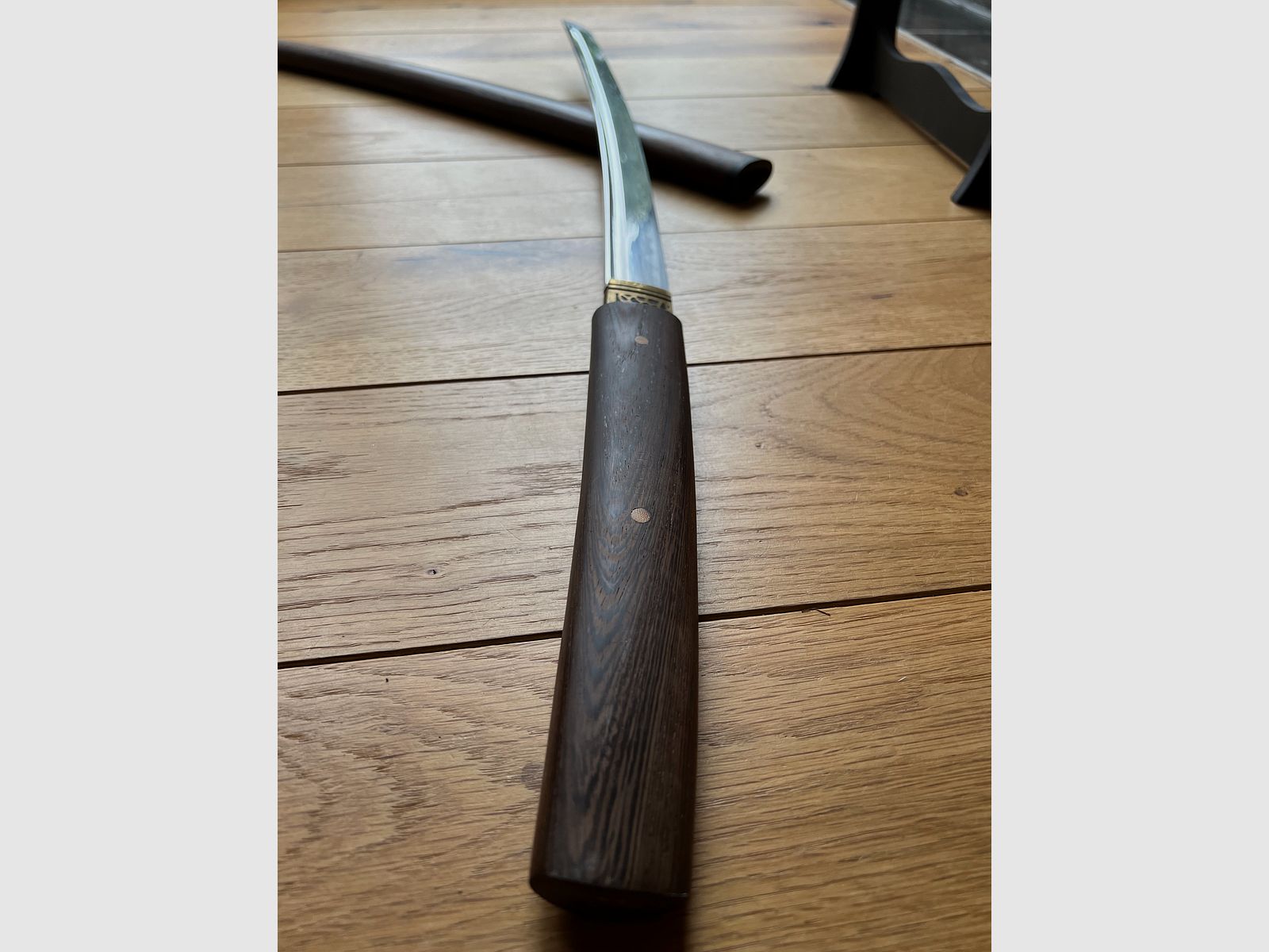 Wakizashi with wooden sheath and wooden handle