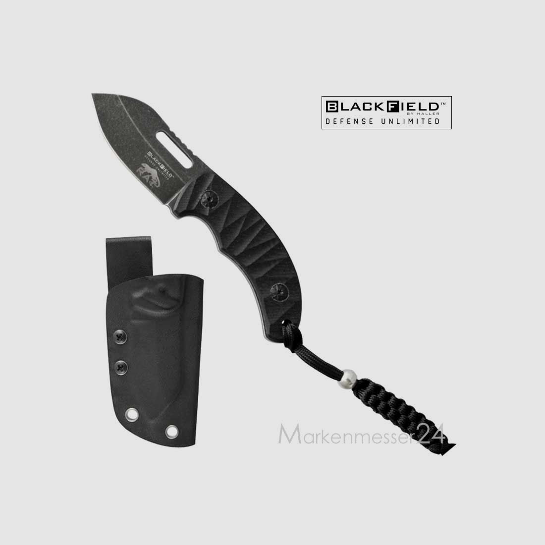 BlackField RAT kleines handliches Messer mit Kydex-Scheide und Lanyard
