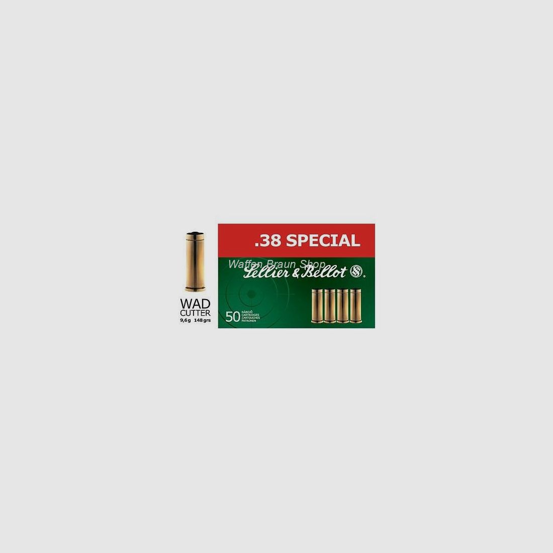 S+B .38Spec. LWC 148grs. 50St