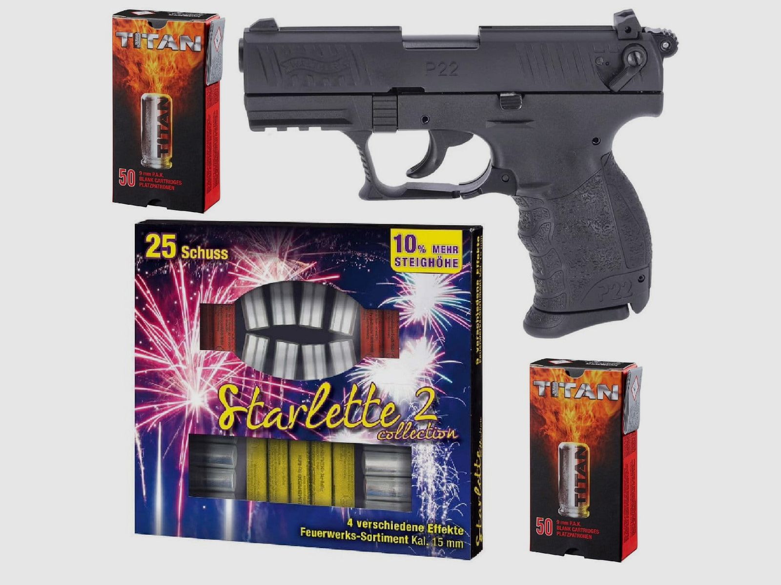 Pacchetto fuochi d'artificio di Capodanno Walther P22Q pistola a salve