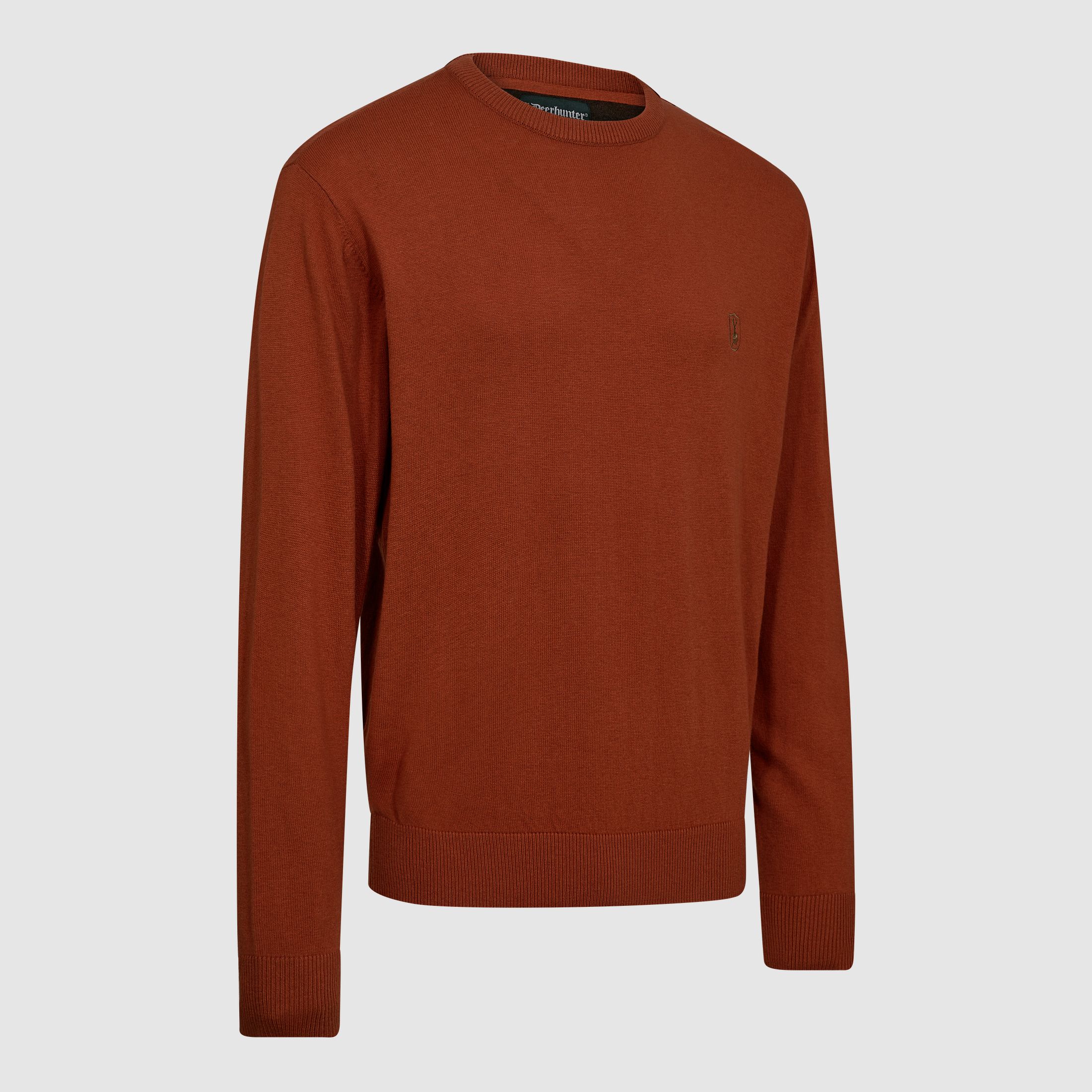 Harrington knitted pullover with round neck - Oak Rust Melange - Size: 3XL