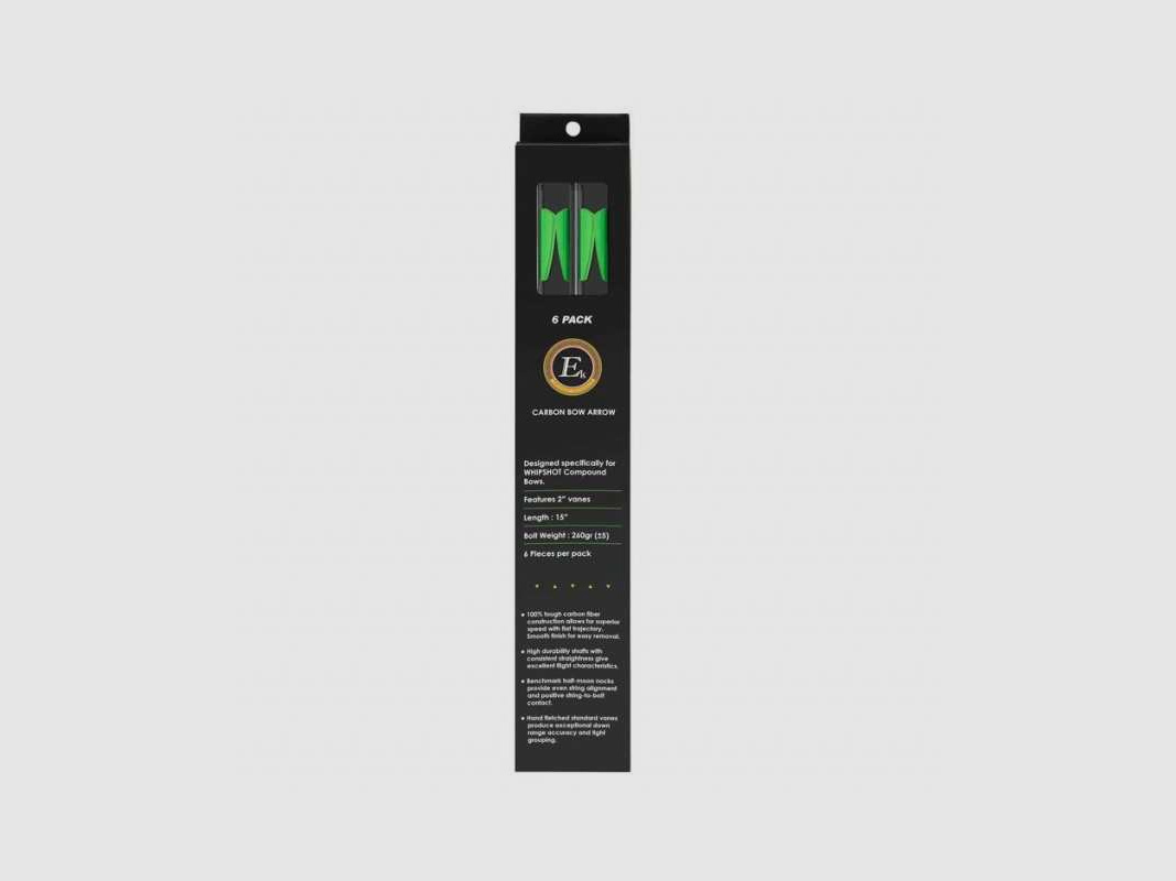 Freccette in carbonio EK Archery 15" per arco Whipshot e balestra RX Cobra (set da 6)
