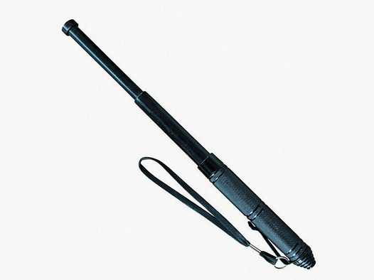 Mini bastón telescópico de 13" con clip para cinturón y lazo - Negro