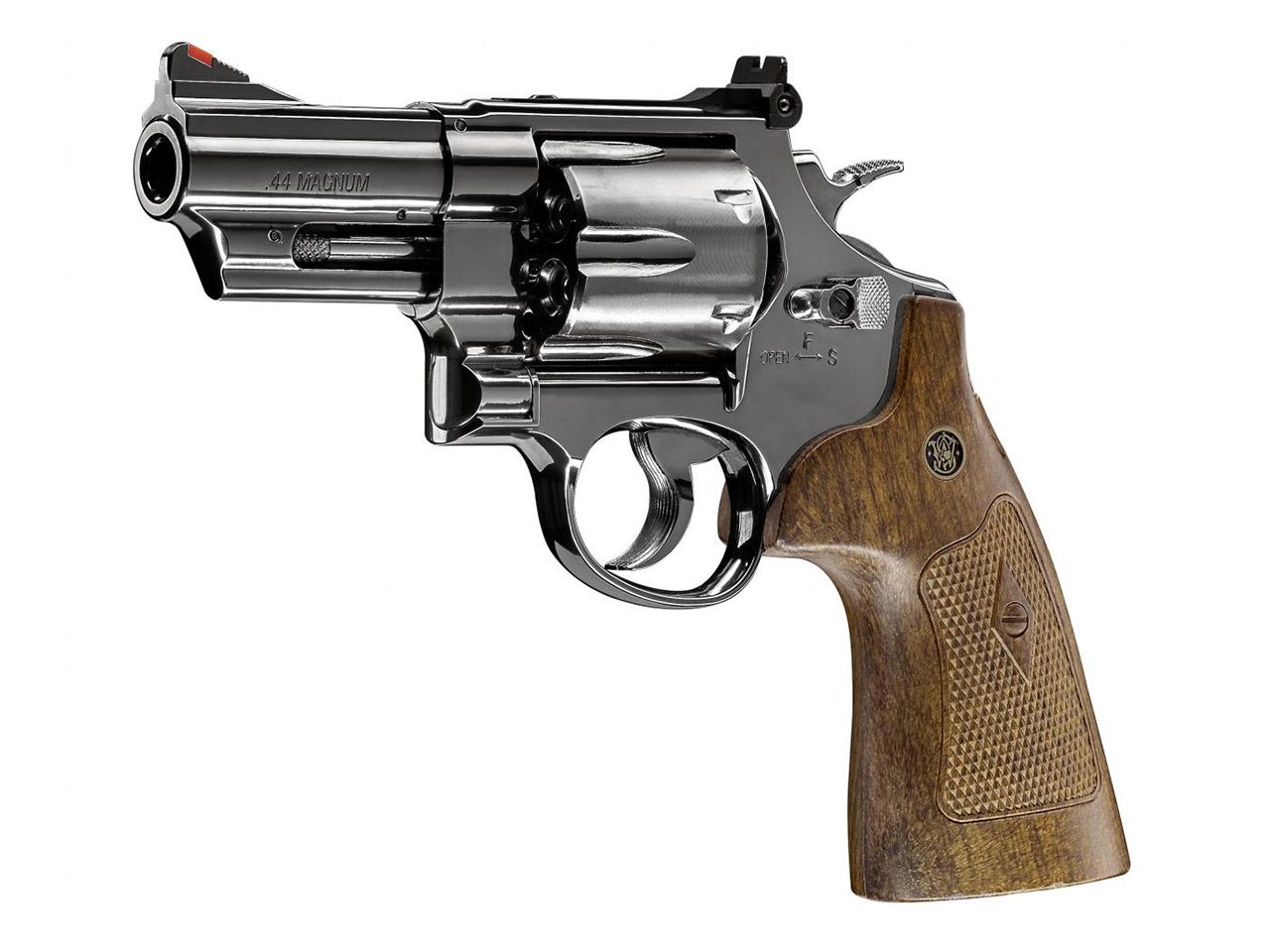Softair CO2 Revolver Smith & Wesson M29 3 Zoll hochglanzbrĂĽniert braune Griffschalen Kaliber 6 mm BB (P18)