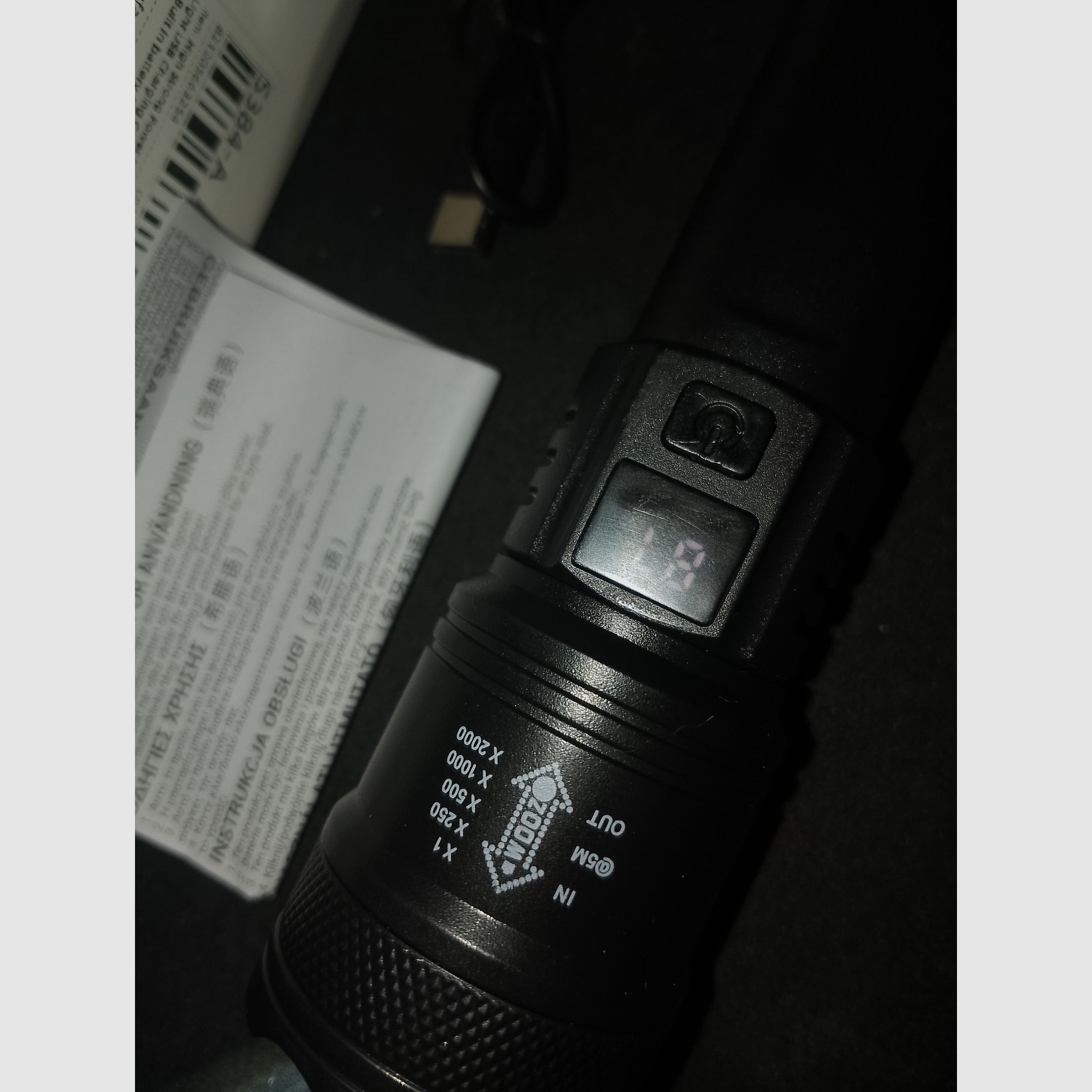 Taschenlampe Strobo funktion Aufladbar usb digital anzeige Zoom tactical Flashlight