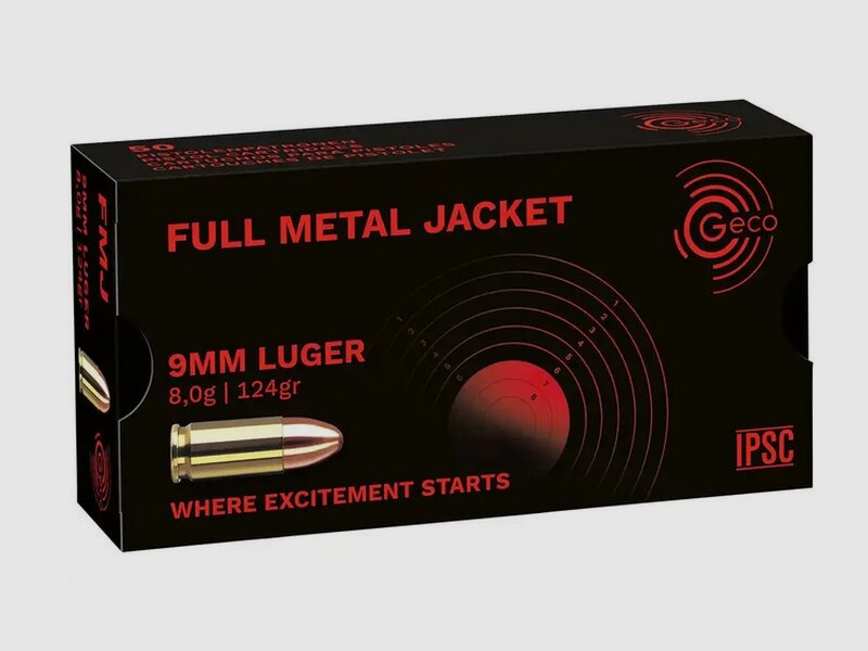 9mm Geco Munition FMJ 124 grs 1000 Stück