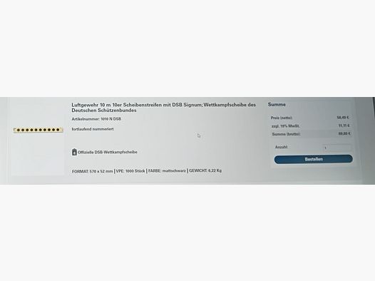 Luftgewehr Scheibenstreifen mit 10 Scheibenbildern