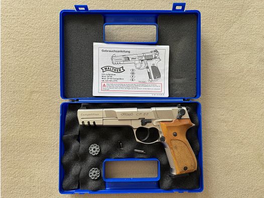 Walther CP88 Competition, vernickelt, Holzgriffe