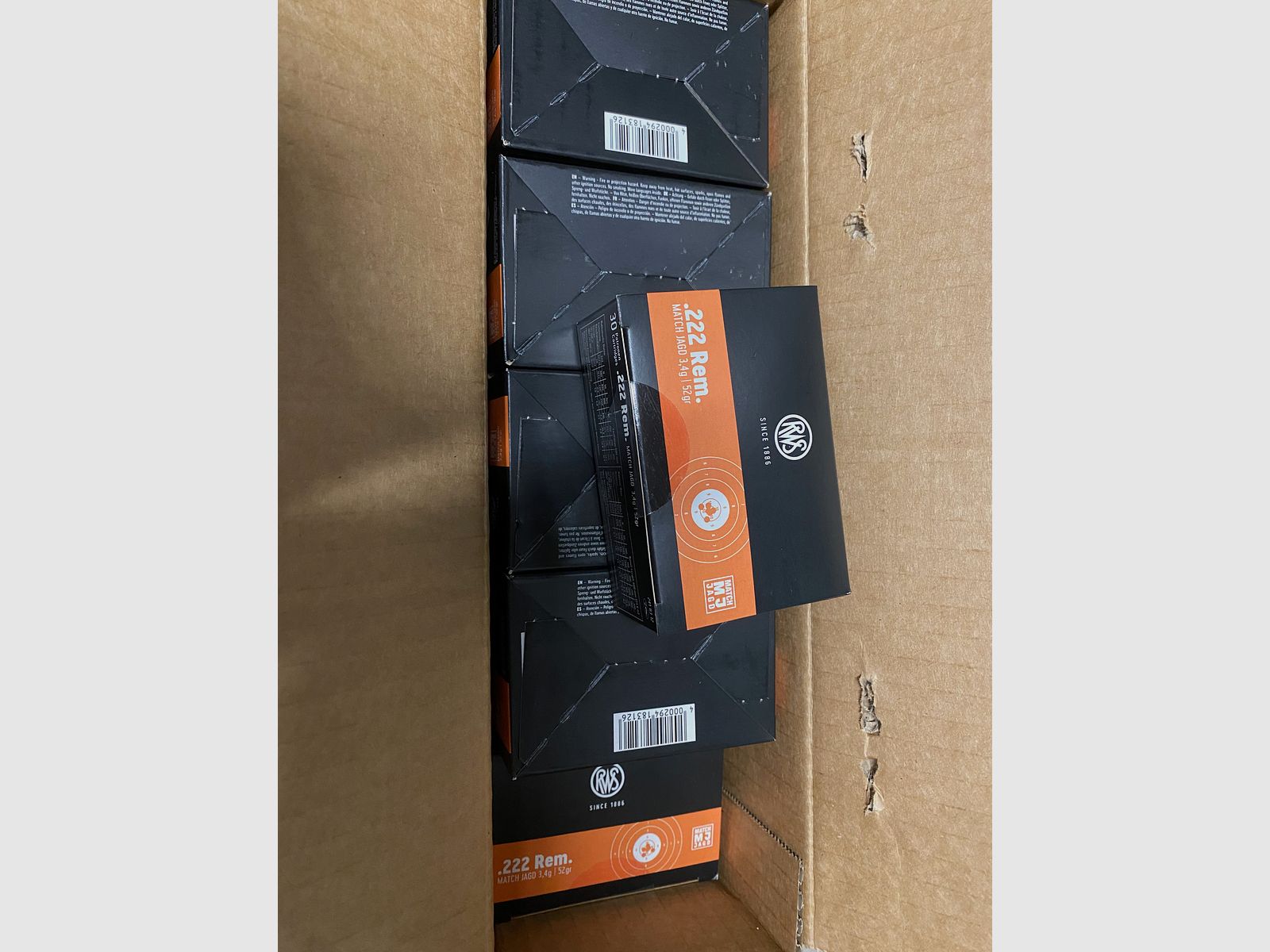 Munitions .222 Rem RWS Match Jagd 52gr munitions de match